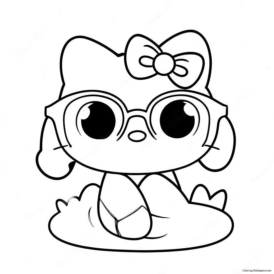 Cute Hello Kitty In Sunglasses Coloring Page 30854