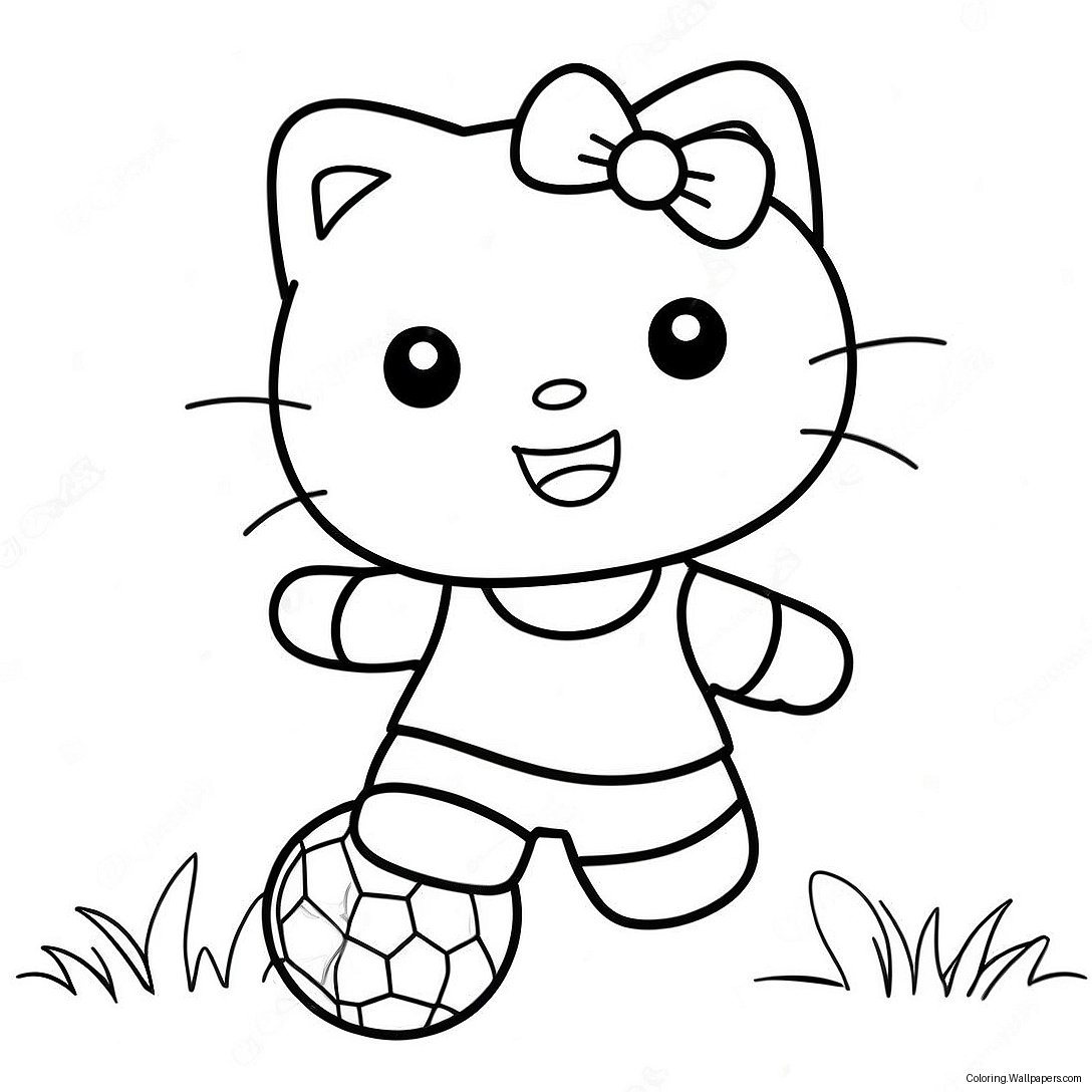 Page À Colorier De La Mignonne Hello Kitty Jouant Au Football 31580