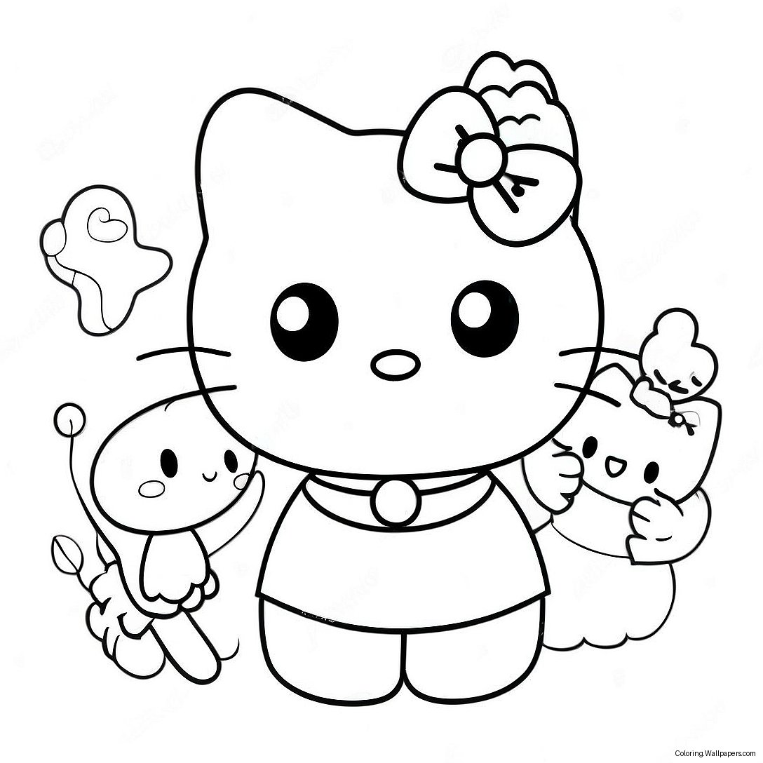 Cute Hello Kitty With Friends Coloring Page 27492