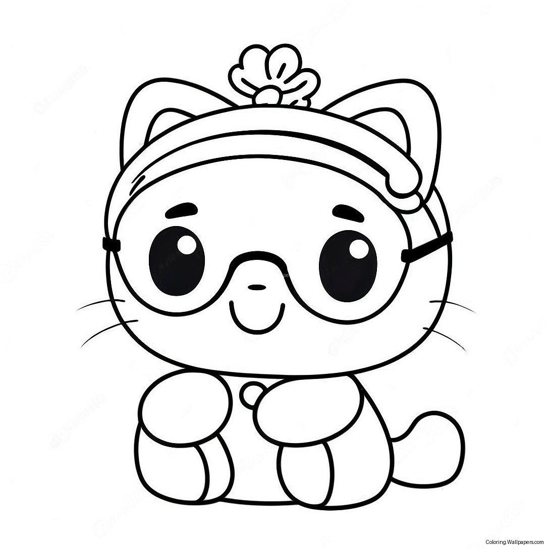 Cute Hello Kitty With Sunglasses Coloring Page 39597