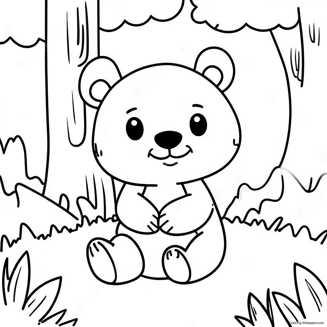 Page À Colorier De Hey Bear Mignon Dans Une Forêt 14129