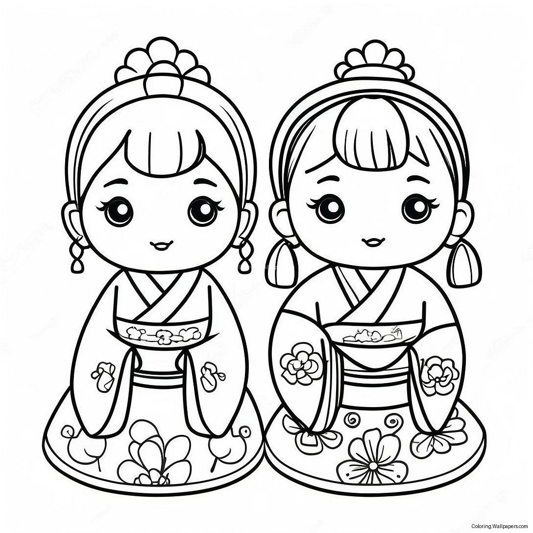 Cute Hinamatsuri Dolls Coloring Page 56786