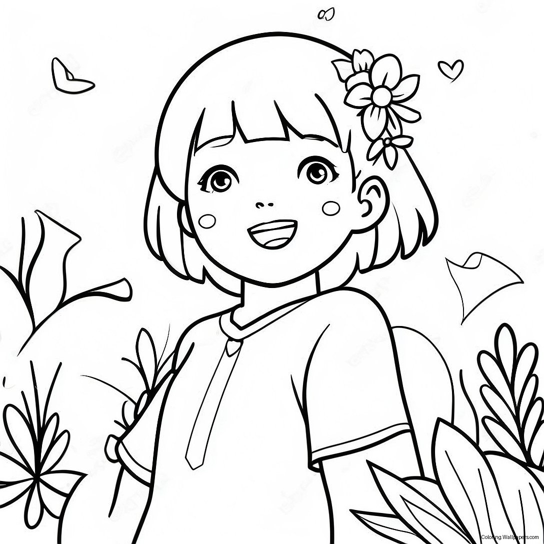 Cute Hinata With Flowers Coloring Page 24698