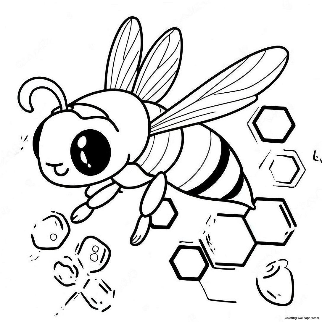 Söt Honungsbi I Honungskaka Målarbild 50101