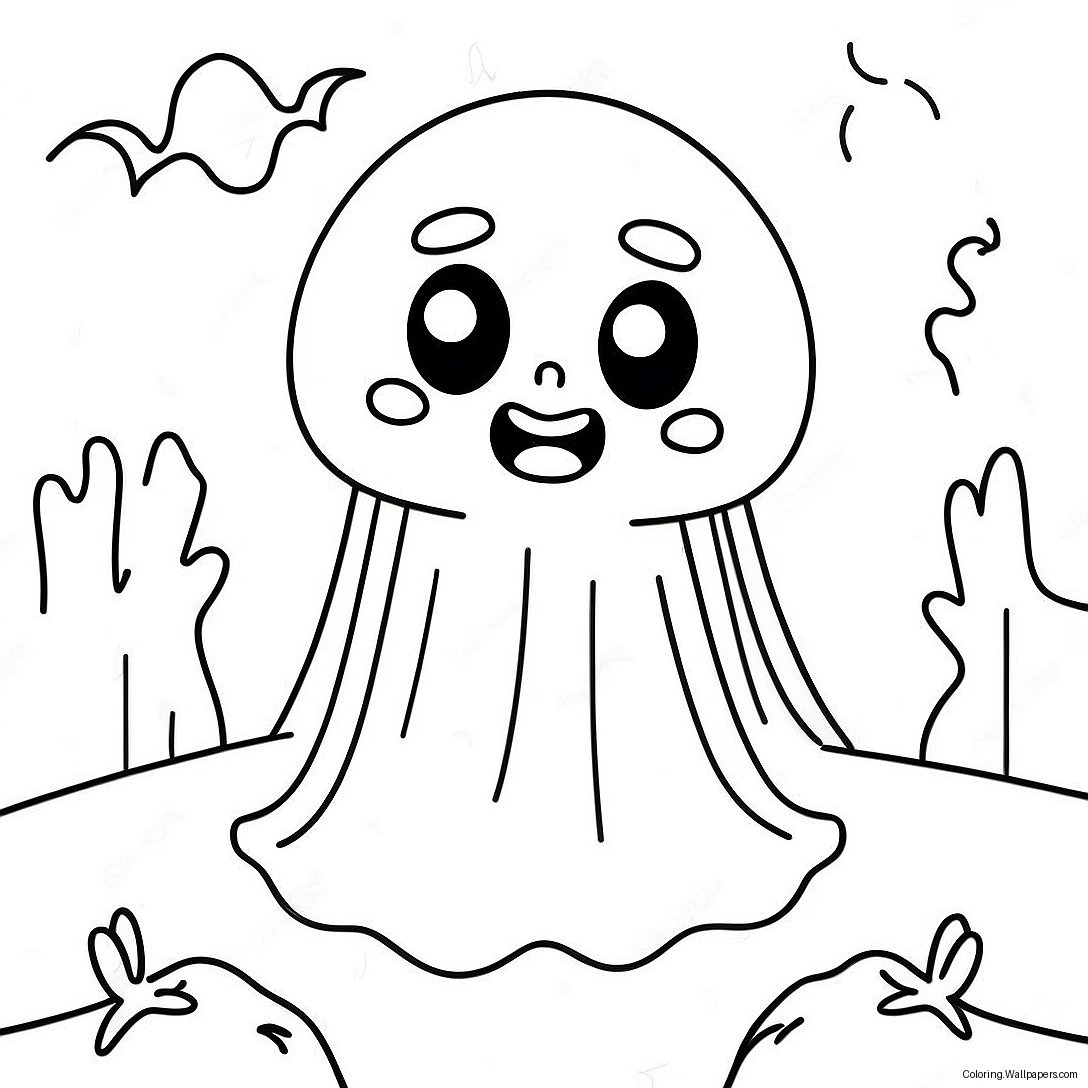 Cute Horror Ghost Coloring Page 38842