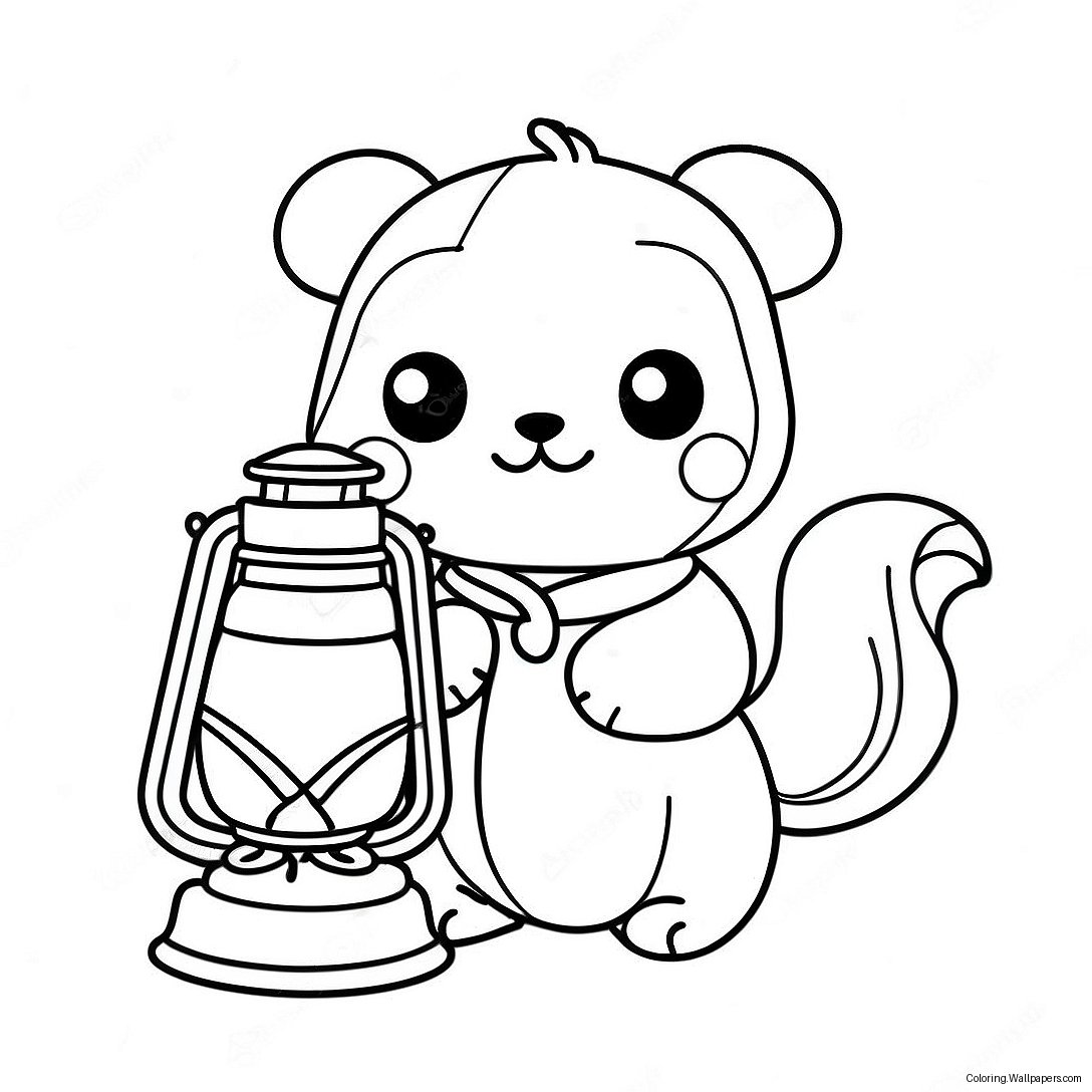 Cute Hu Tao With Lantern Coloring Page 57561