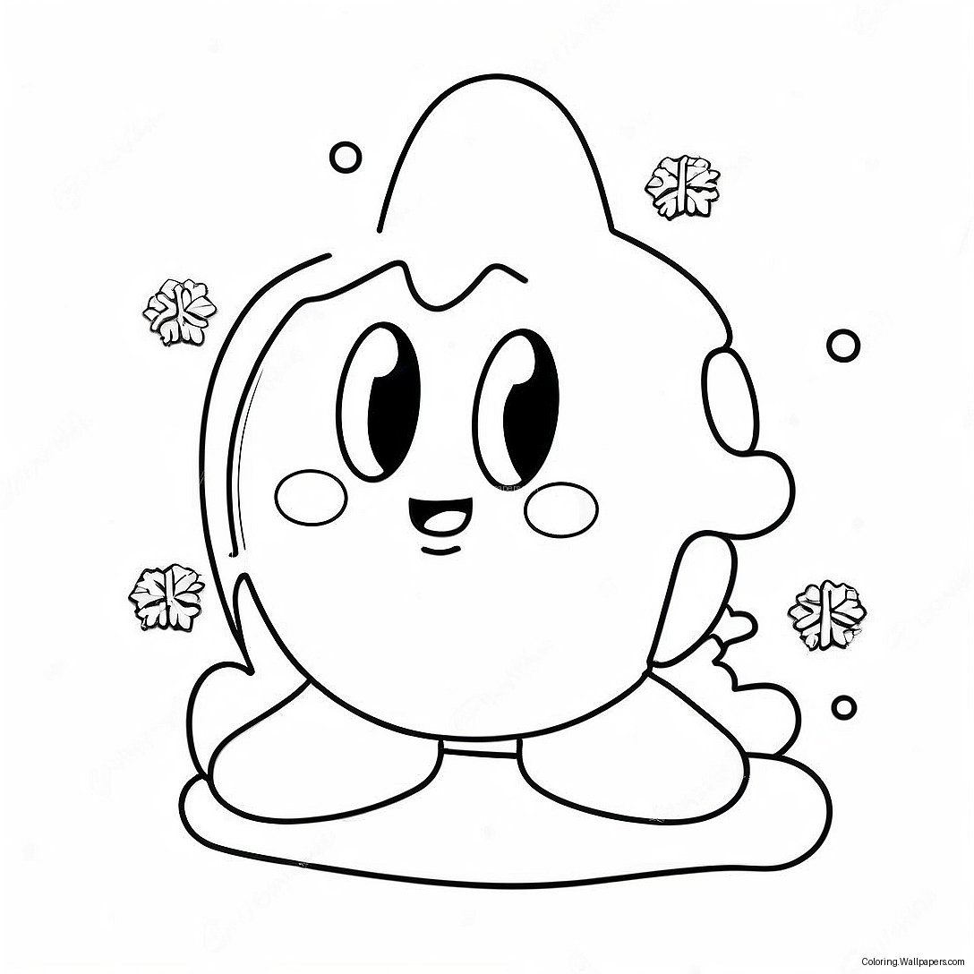 Cute Ice Kirby With Snowflakes Coloring Page 51167