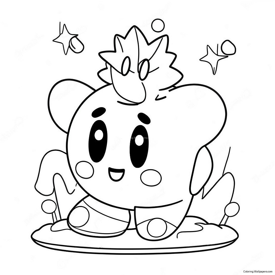 Cute Ice Kirby With Snowflakes Coloring Page 51168