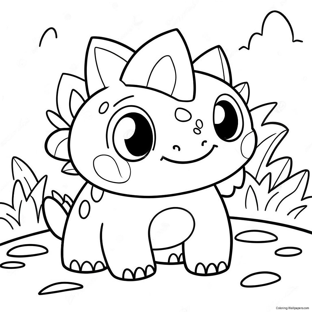 Cute Ivysaur In A Garden Coloring Page 28036