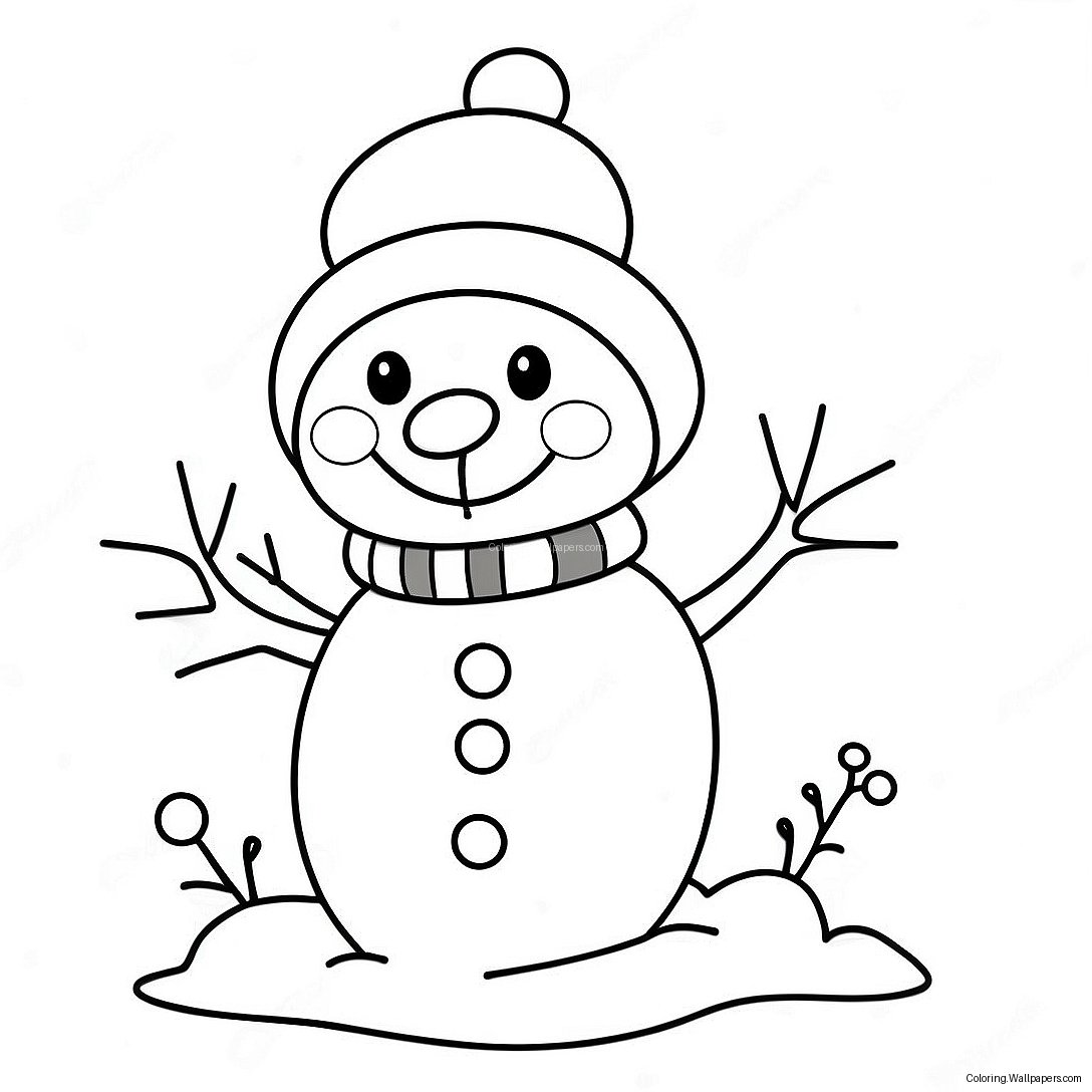 Cute January Snowman Coloring Page 9889