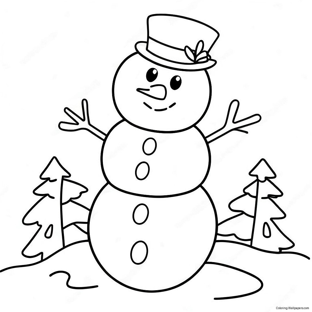 Cute January Snowman Coloring Page 9890