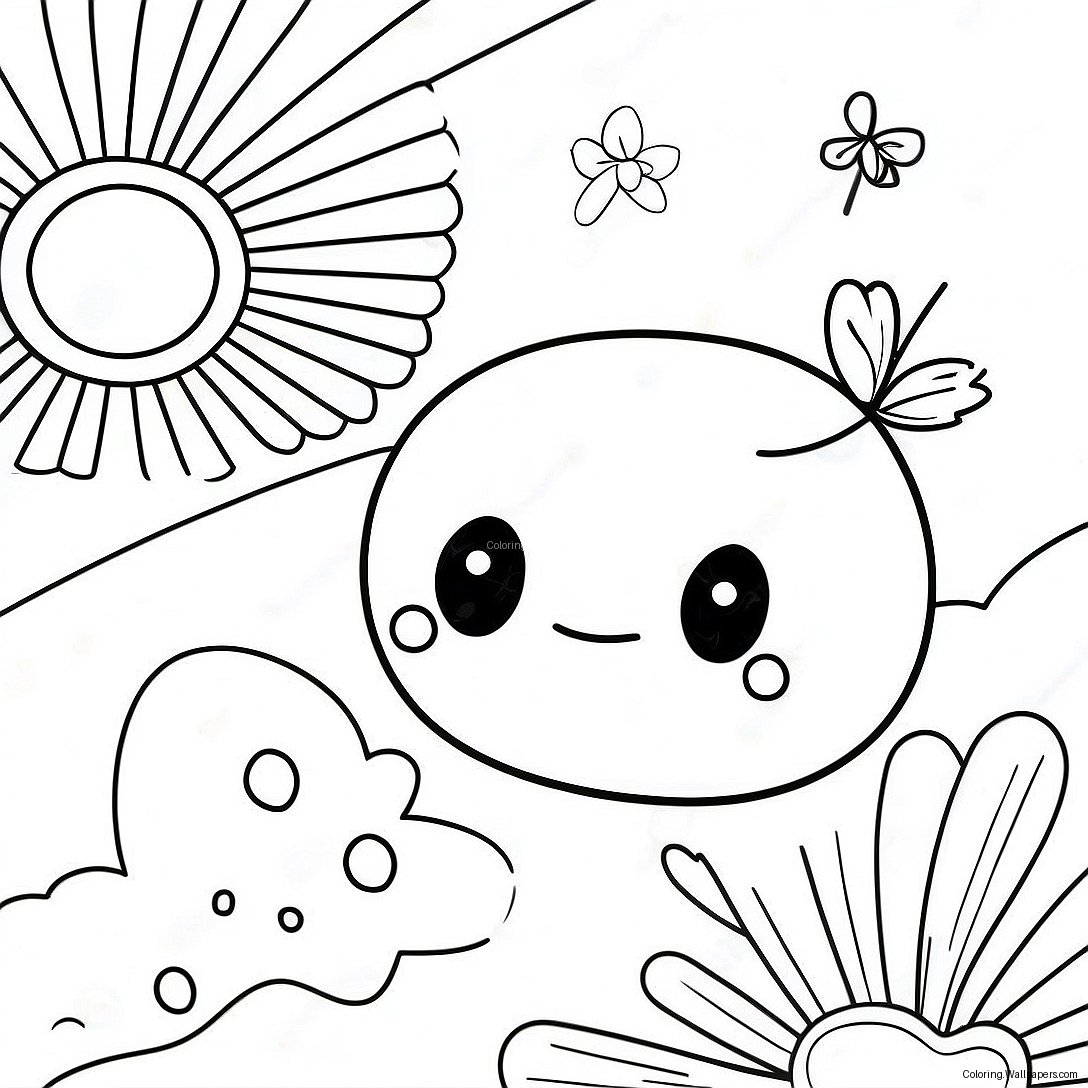 Cute Japan Flag With Smiley Face Coloring Page 58178