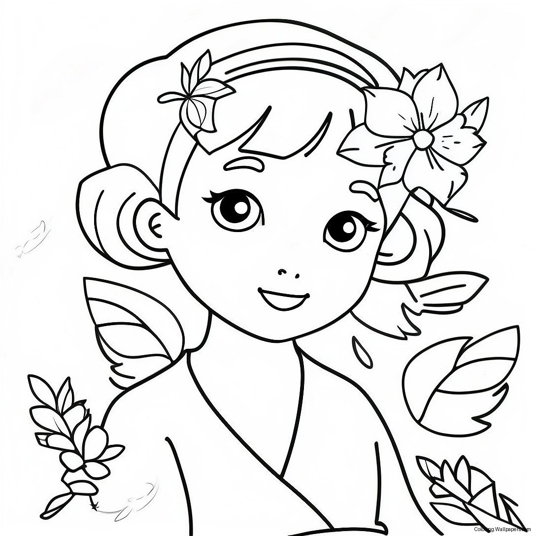 Cute Kanae With Flowers Coloring Page 33511