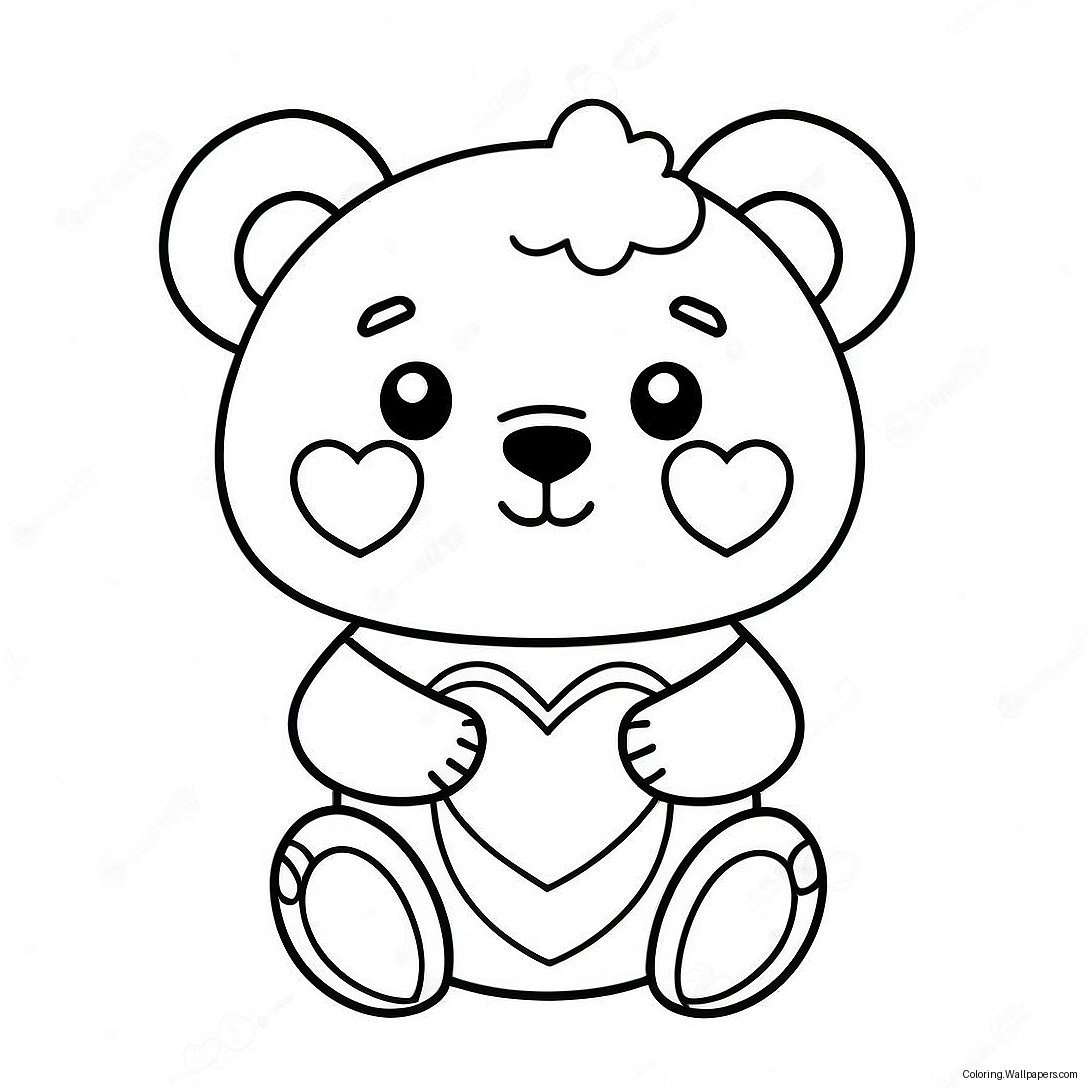 Página Para Colorir De Urso Kawaii Fofo Com Coração 21409