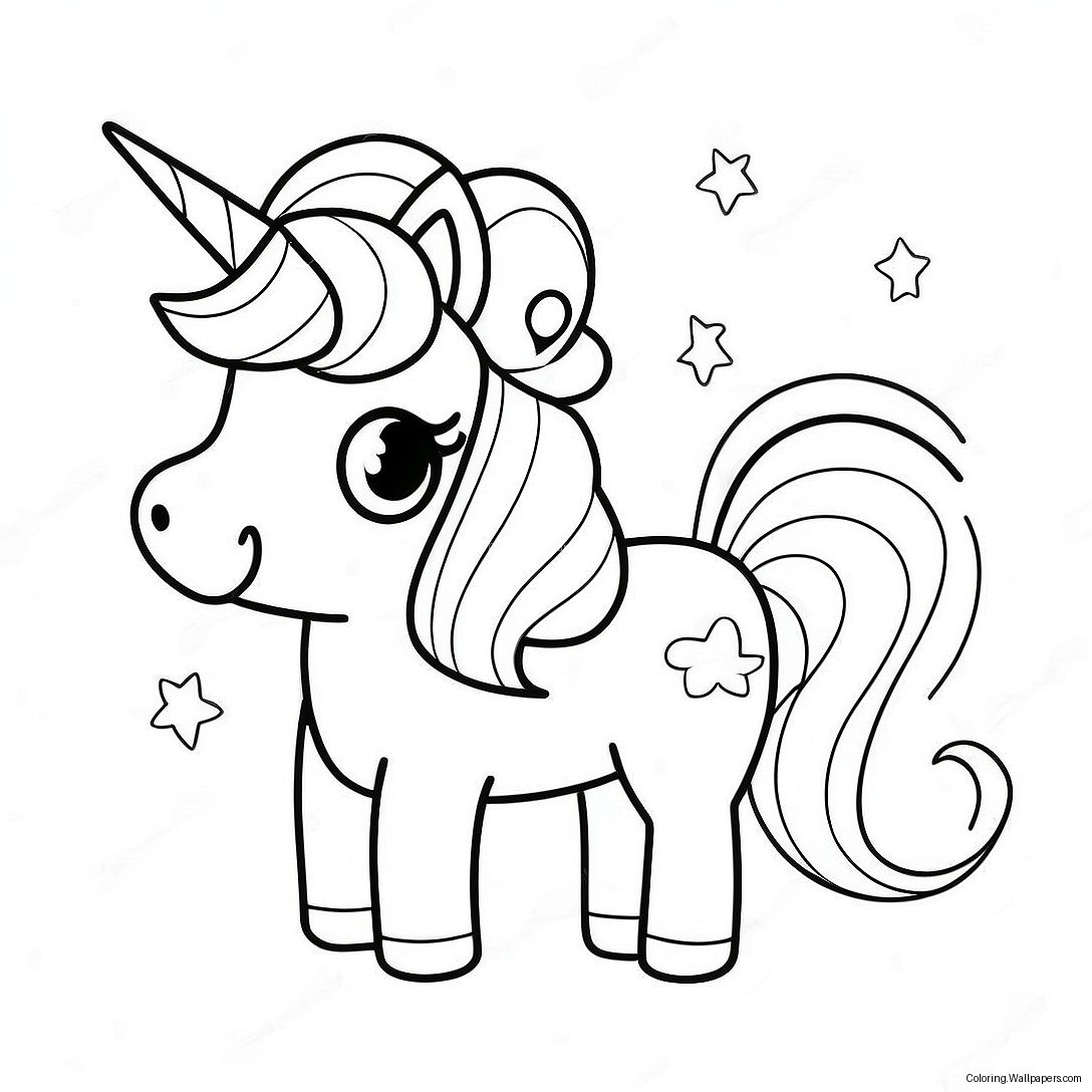 Niedliches Kawaii Chibi Einhorn Ausmalbild 51529