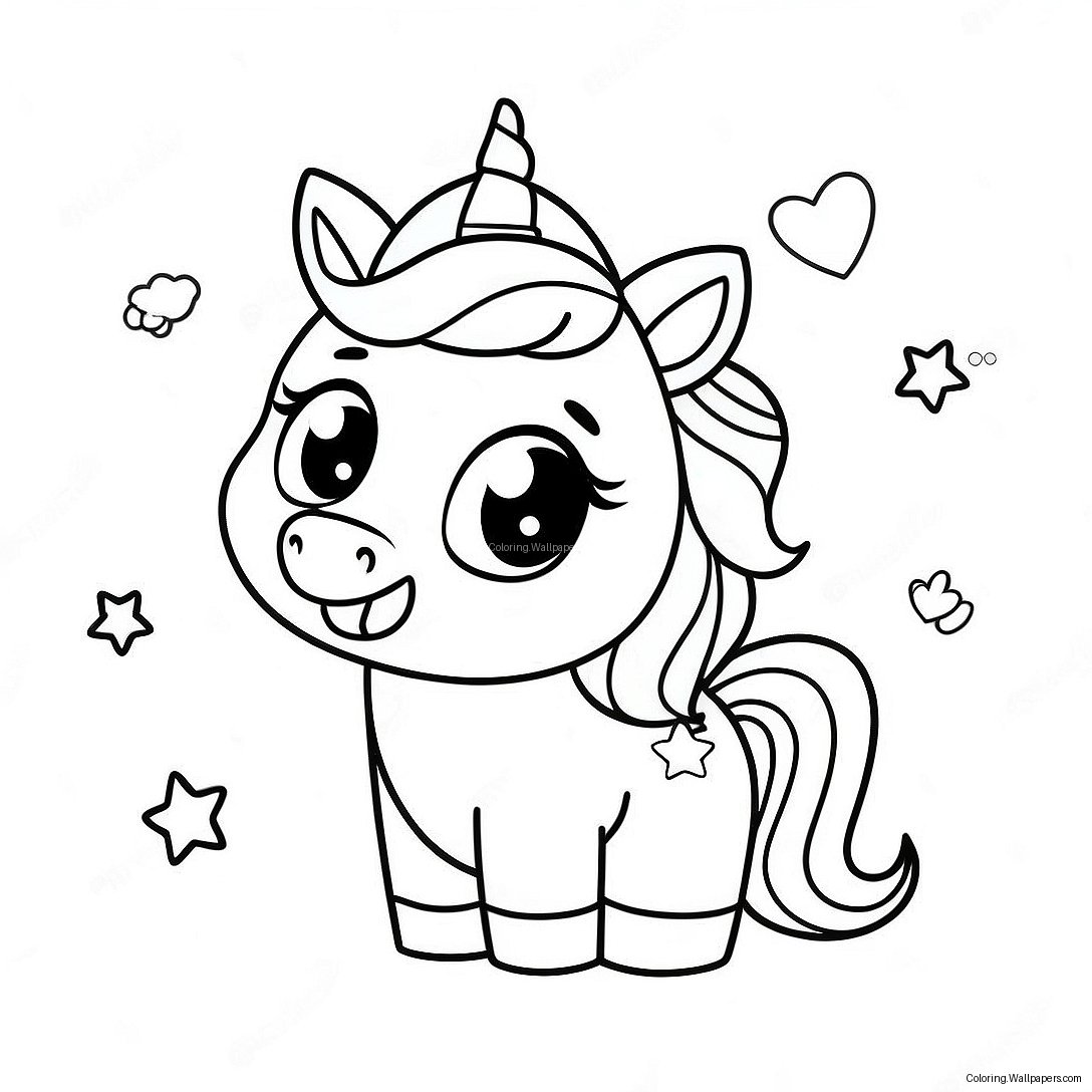 Niedliches Kawaii Chibi Einhorn Ausmalbild 51531