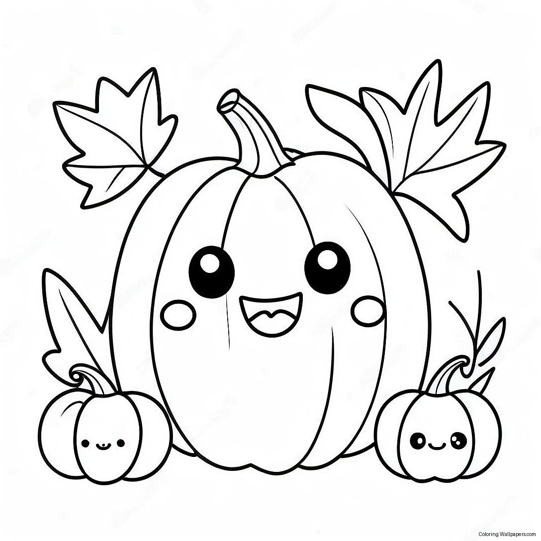 Page À Colorier De Citrouille Kawaii Mignonne 32248