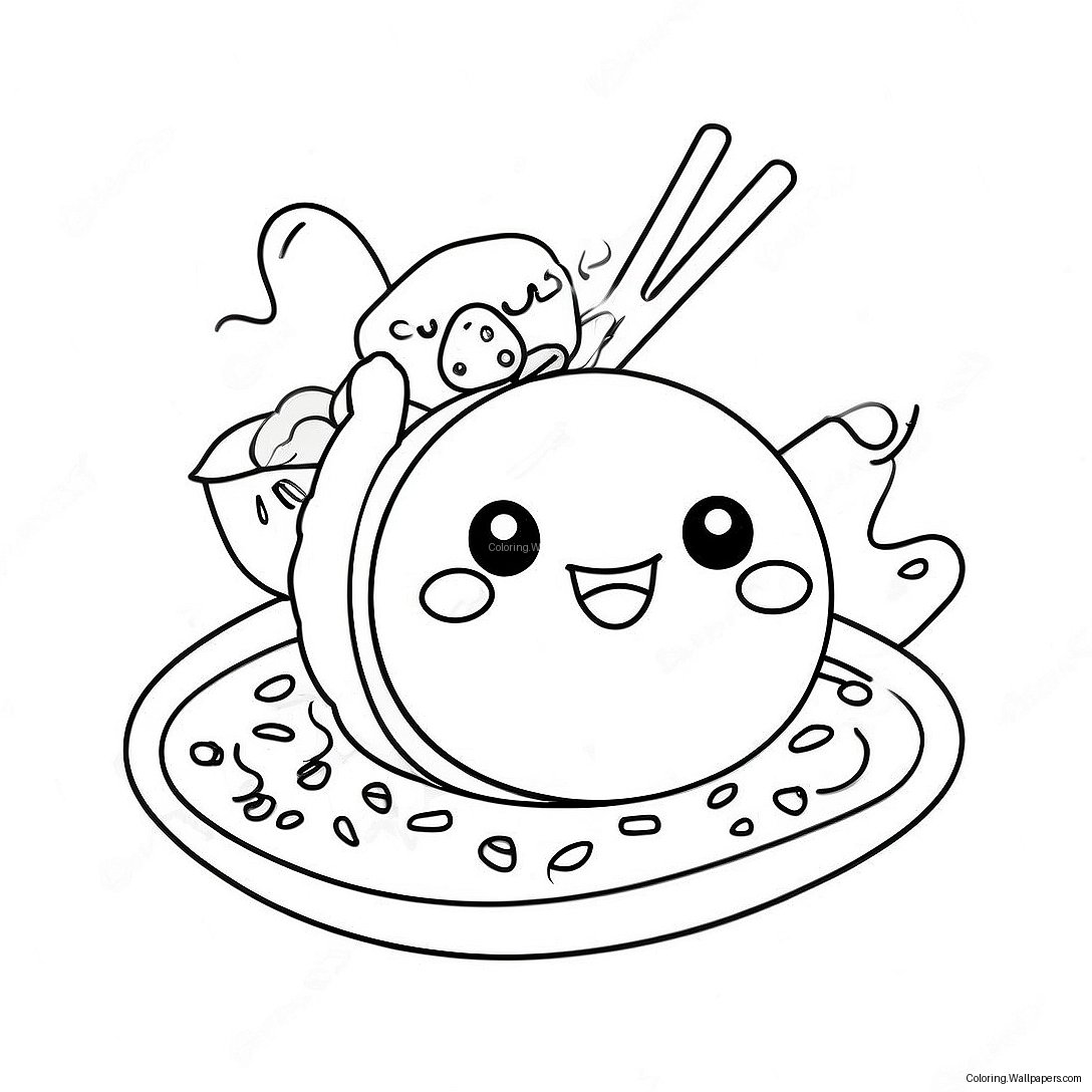 Schattige Kawaii Sushi Kleurplaat 40914