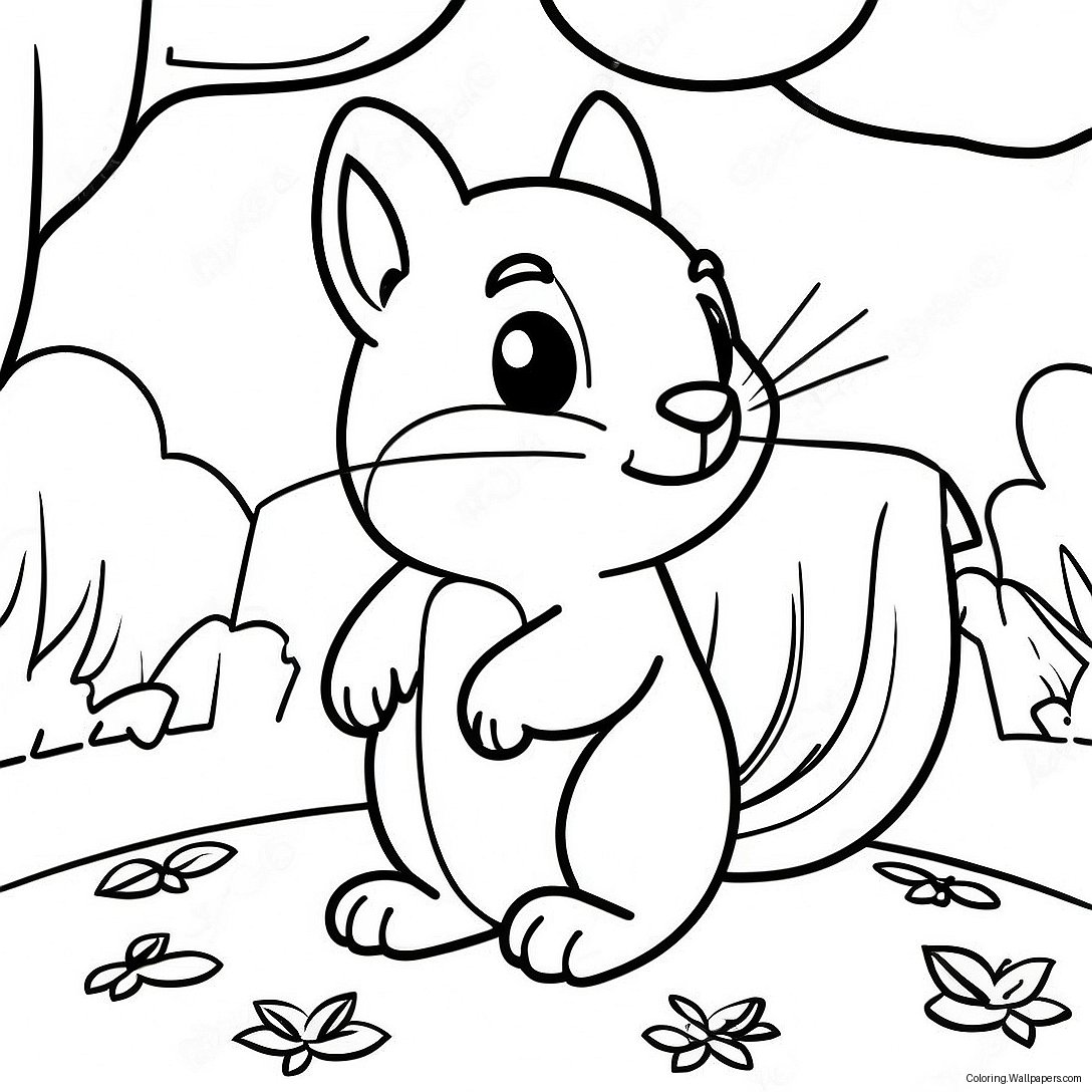 Page À Colorier De Petit Écureuil Mignon En Automne 35747