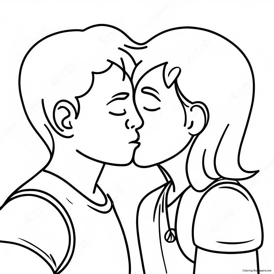 Cute Kiss Between Friends Coloring Page 20965