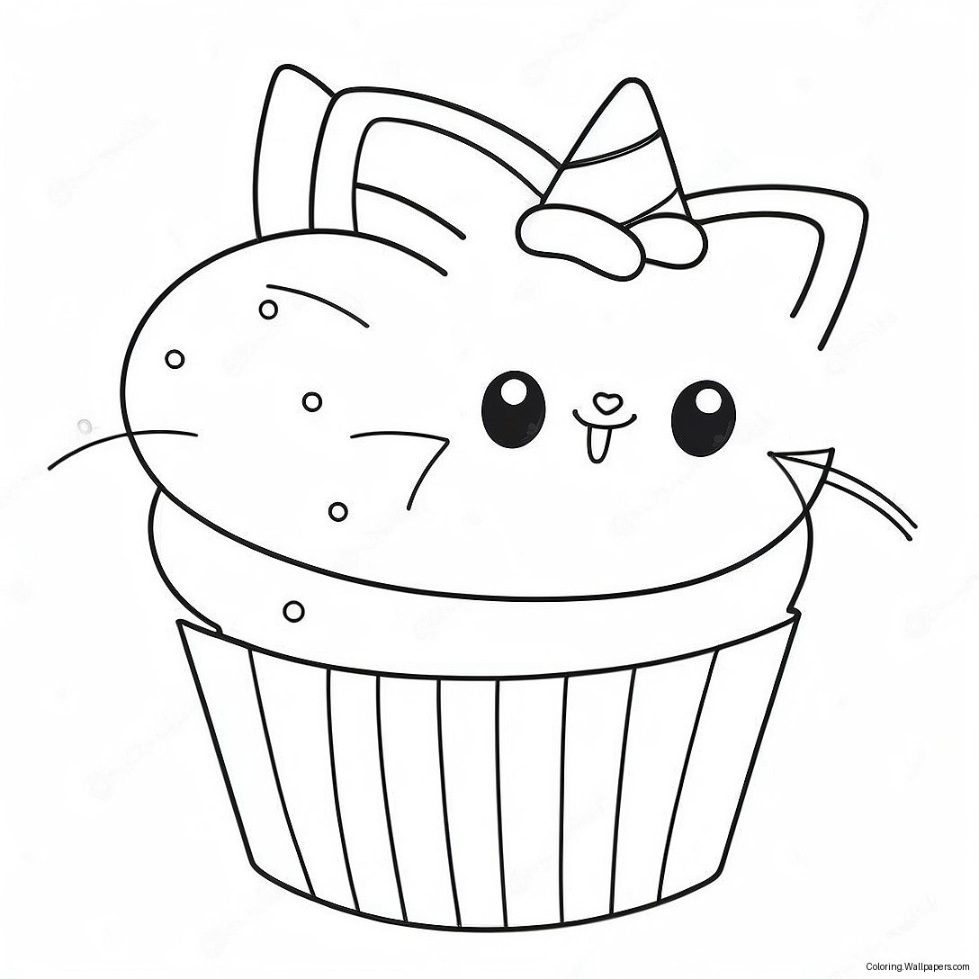 Página Para Colorir De Cupcake De Gatinho Fofo 25145