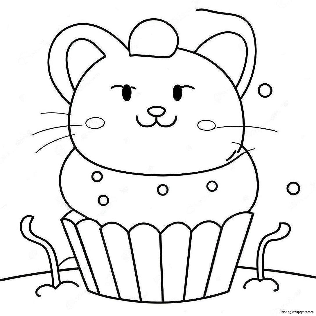 Página Para Colorir De Cupcake De Gatinho Fofo 25146