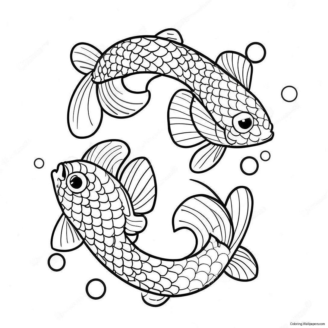 Cute Koi Fish Japanese Coloring Page 8601