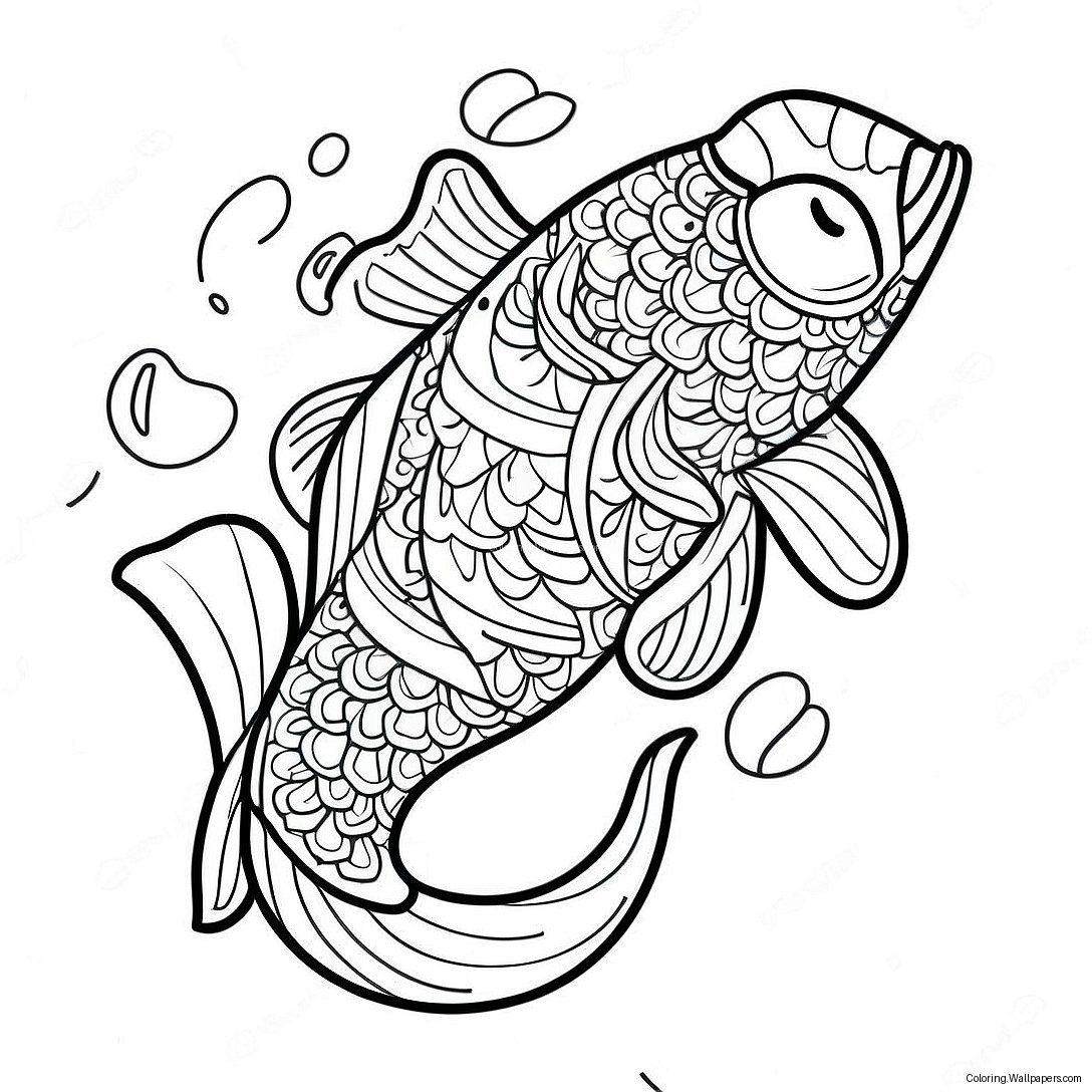 Cute Koi Fish Japanese Coloring Page 8604