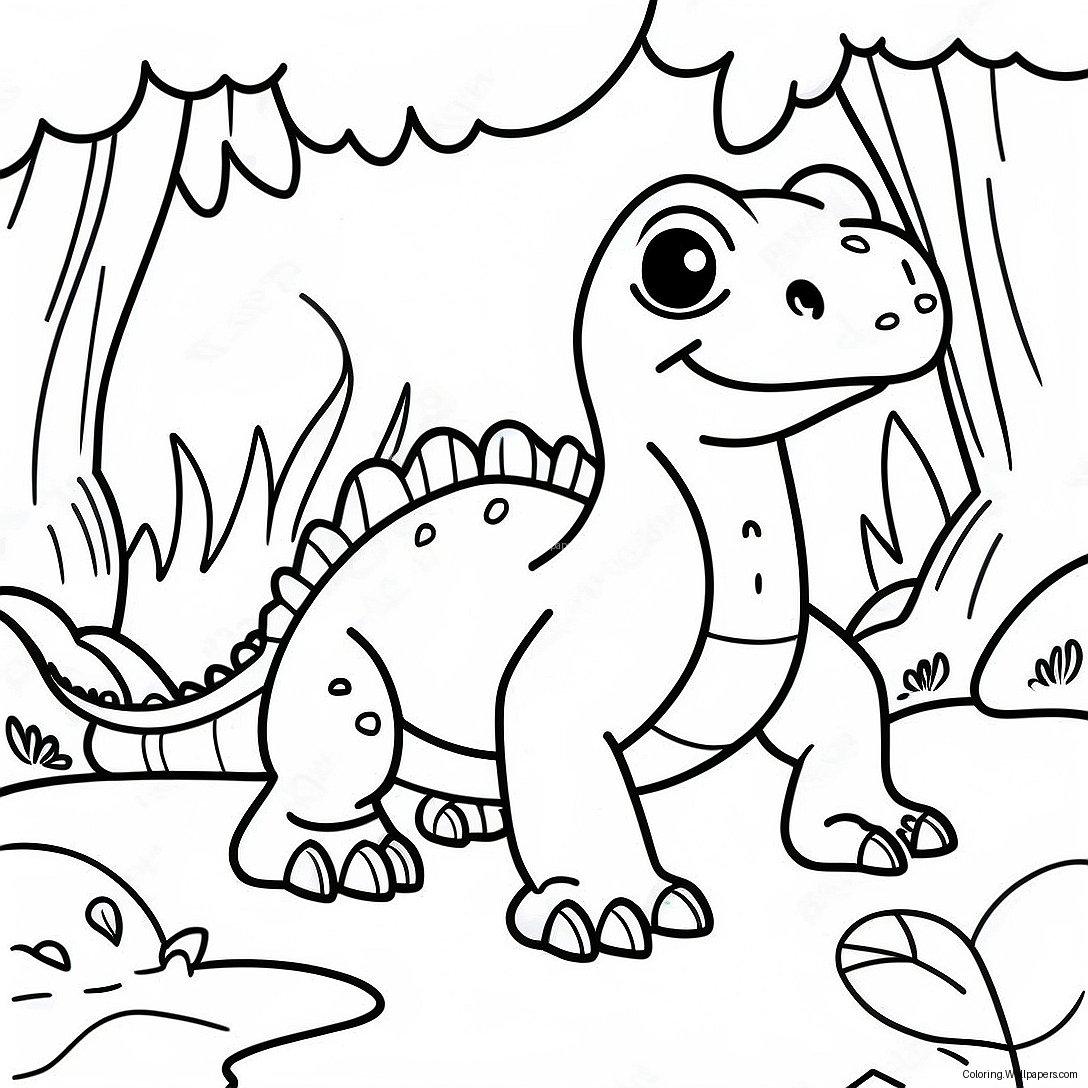 Pagina Da Colorare Carino Drago Komodo Nella Giungla 7217