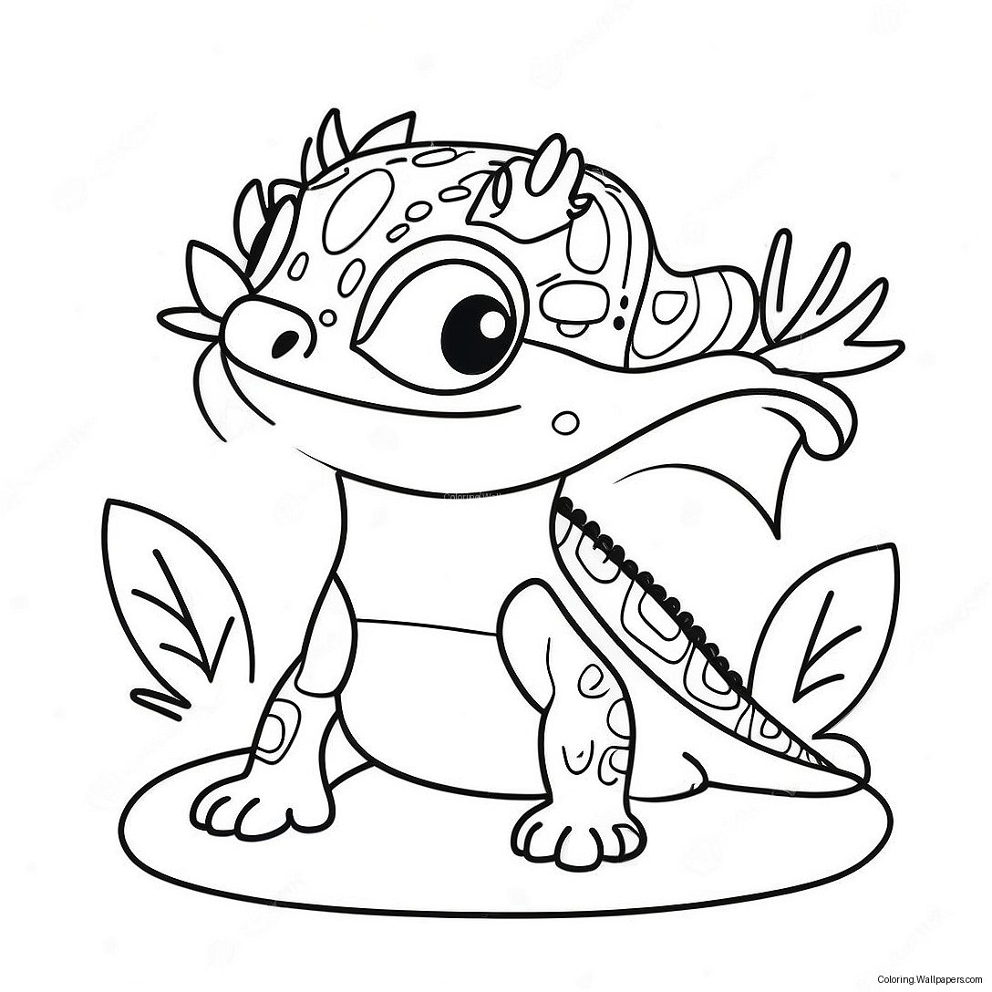 Cute Leopard Gecko With Flowers Coloring Page 23254