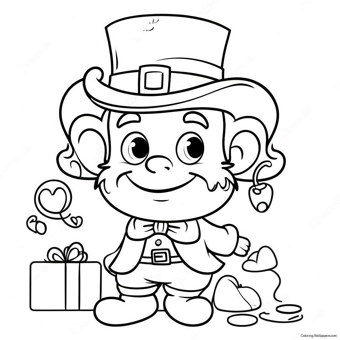 Cute Leprechaun With Gold Coloring Page 31163