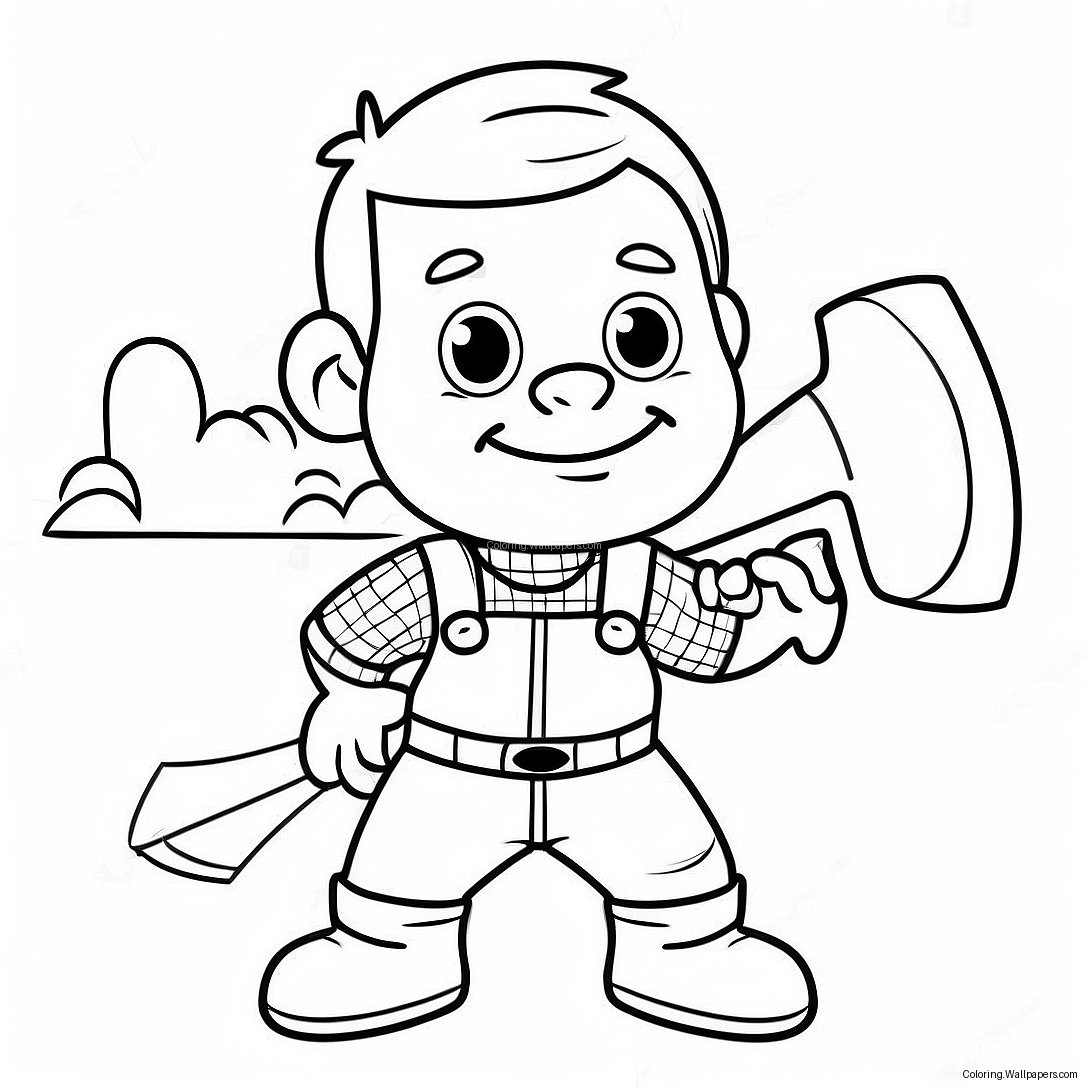 Cute Logger With Axe Coloring Page 36909