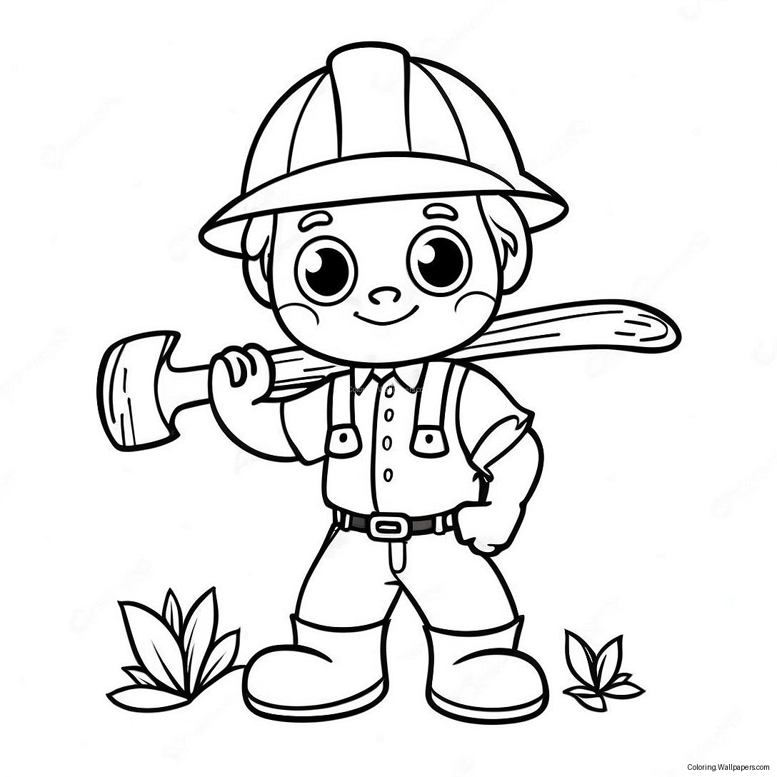 Cute Logger With Axe Coloring Page 36910