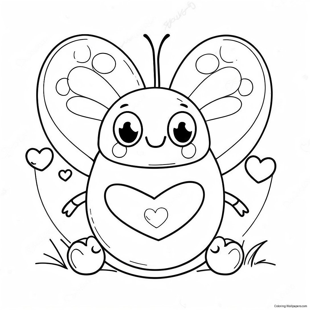 Cute Love Bug With Heart Coloring Page 44908