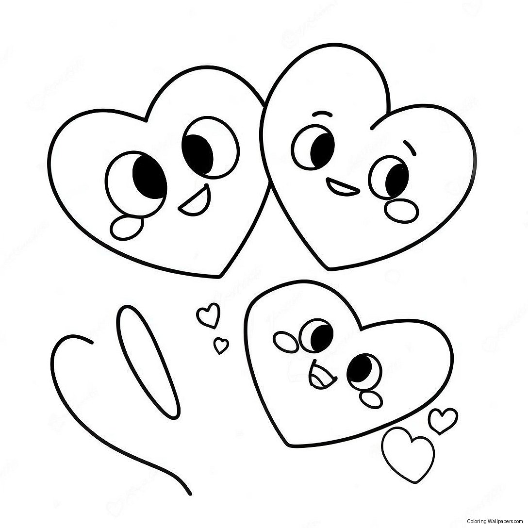 Cute Love Hearts Coloring Page 54085