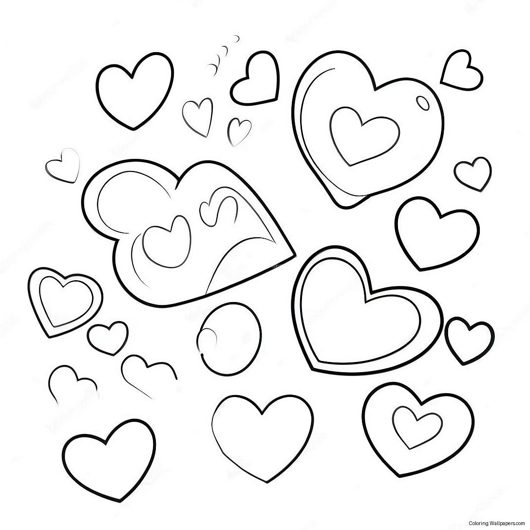 Cute Love Hearts Coloring Page 54087