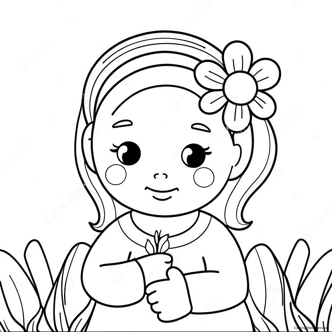 Cute Madison With A Flower Coloring Page 37692