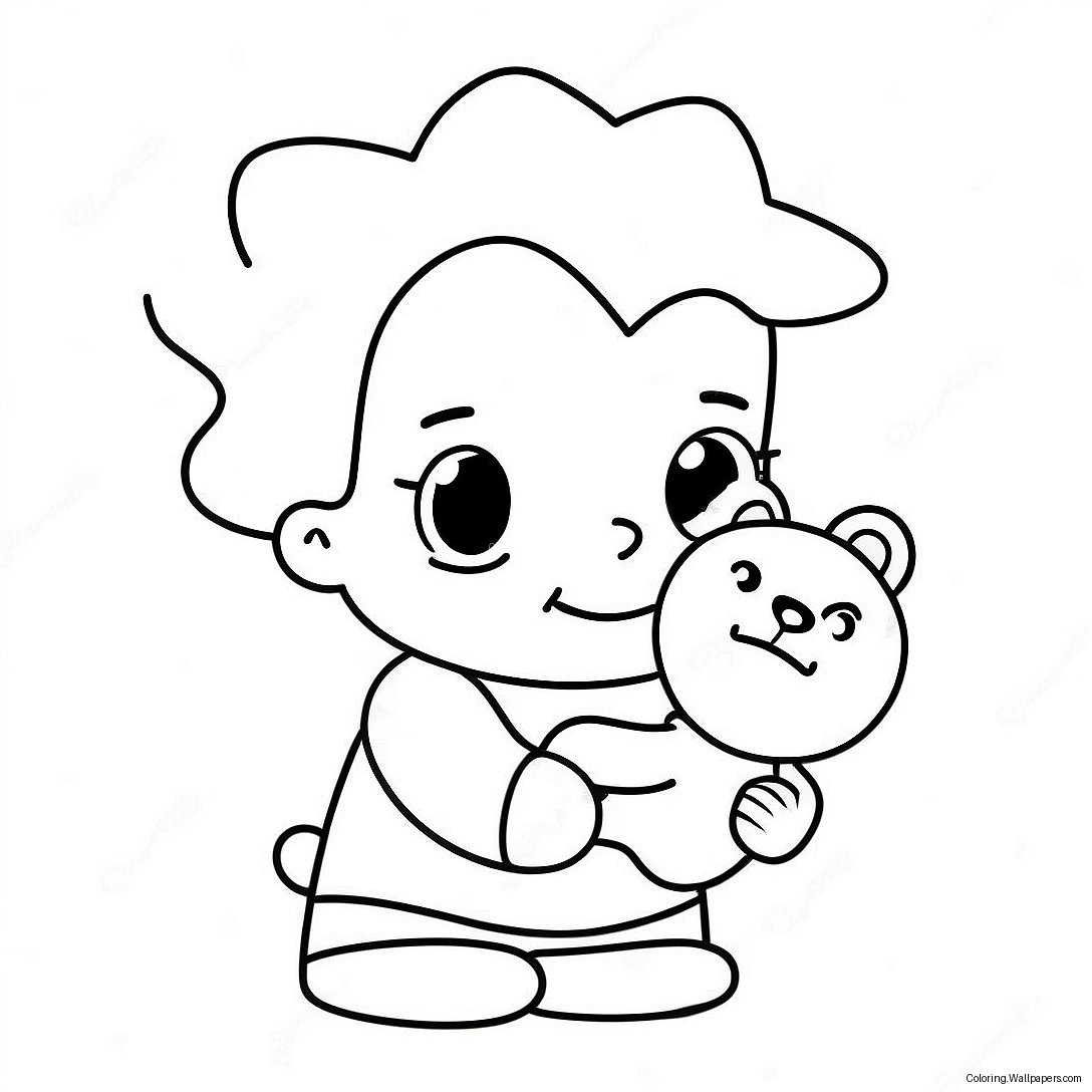 Cute Maggie Simpson With A Teddy Bear Coloring Page 36085