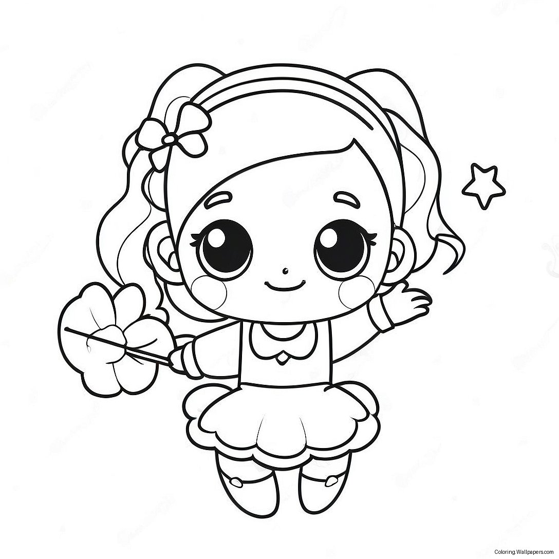 Cute Magical Girl With Sparkling Wand Coloring Page 47429