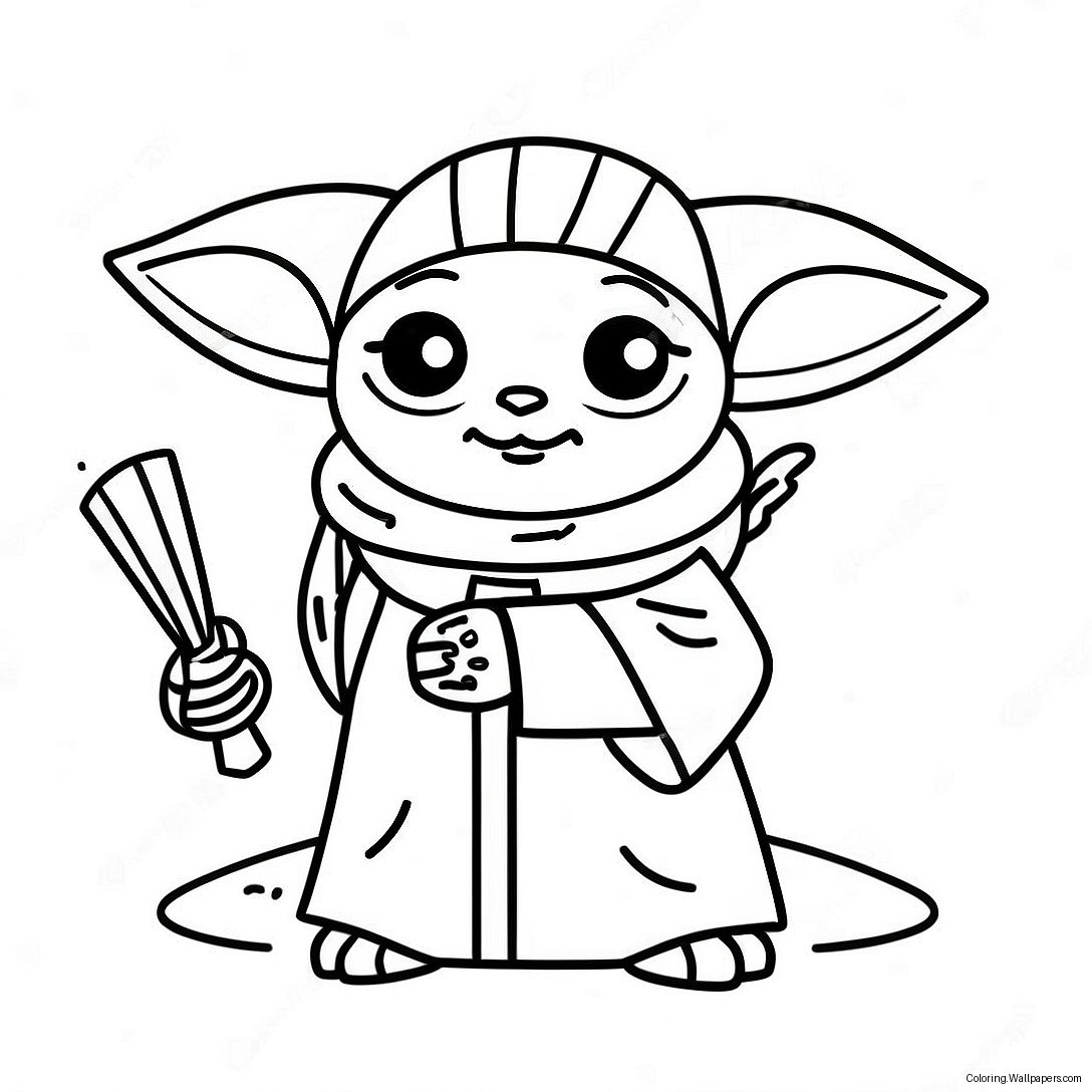 Cute Mandalorian Baby Yoda Coloring Page 55508