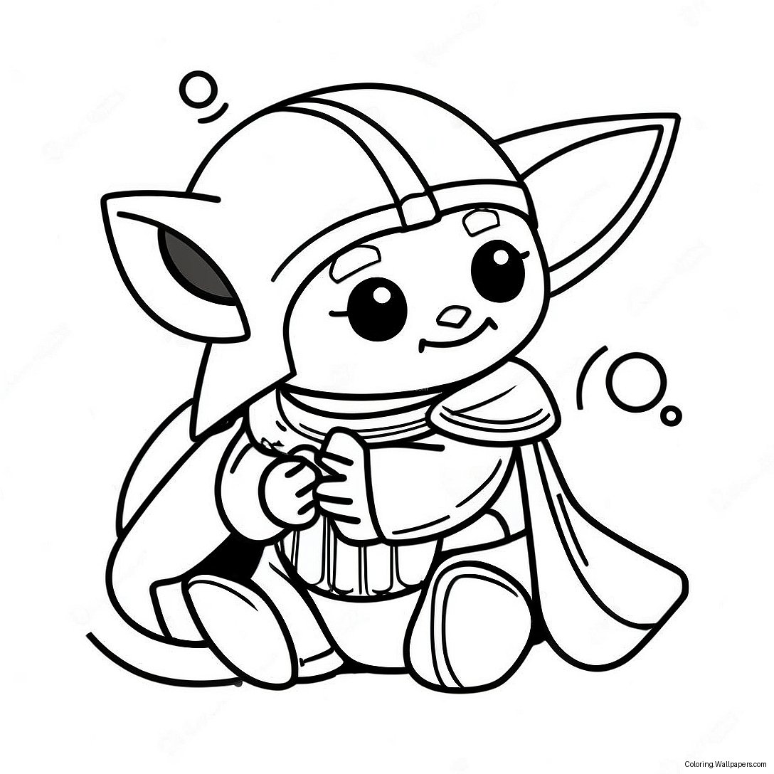 Página Para Colorear De Mandaloriano Lindo Con Baby Yoda 26755