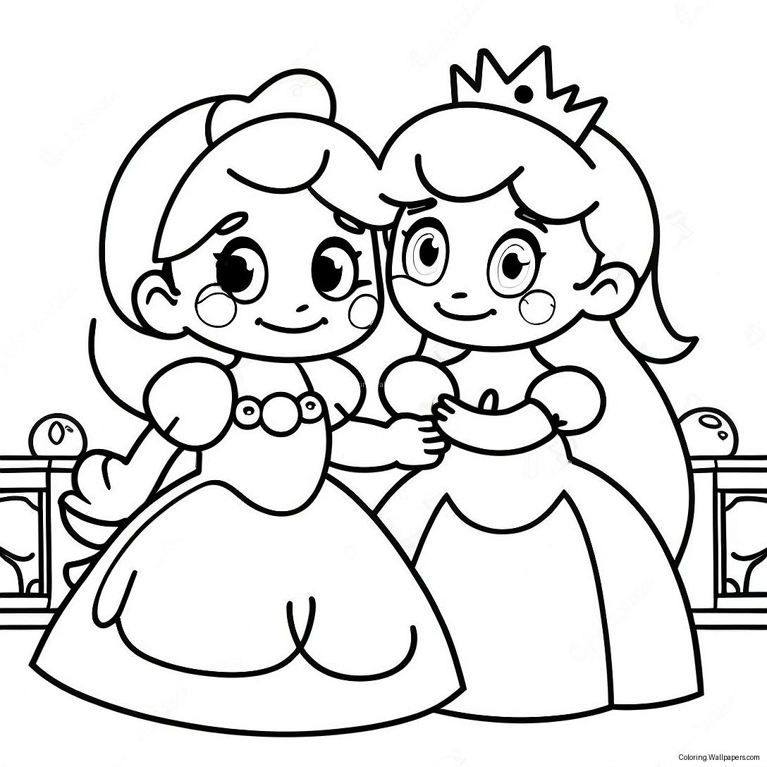 Página Para Colorear Mario Y Princesa Peach Lindos 30989