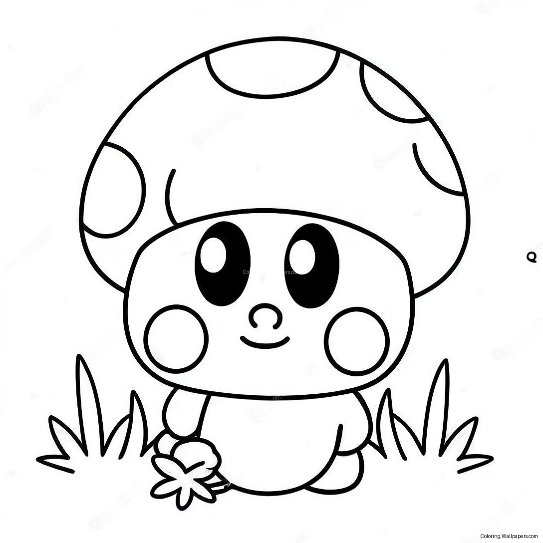 Cute Mario Mushroom With Smiling Face Coloring Page 16357