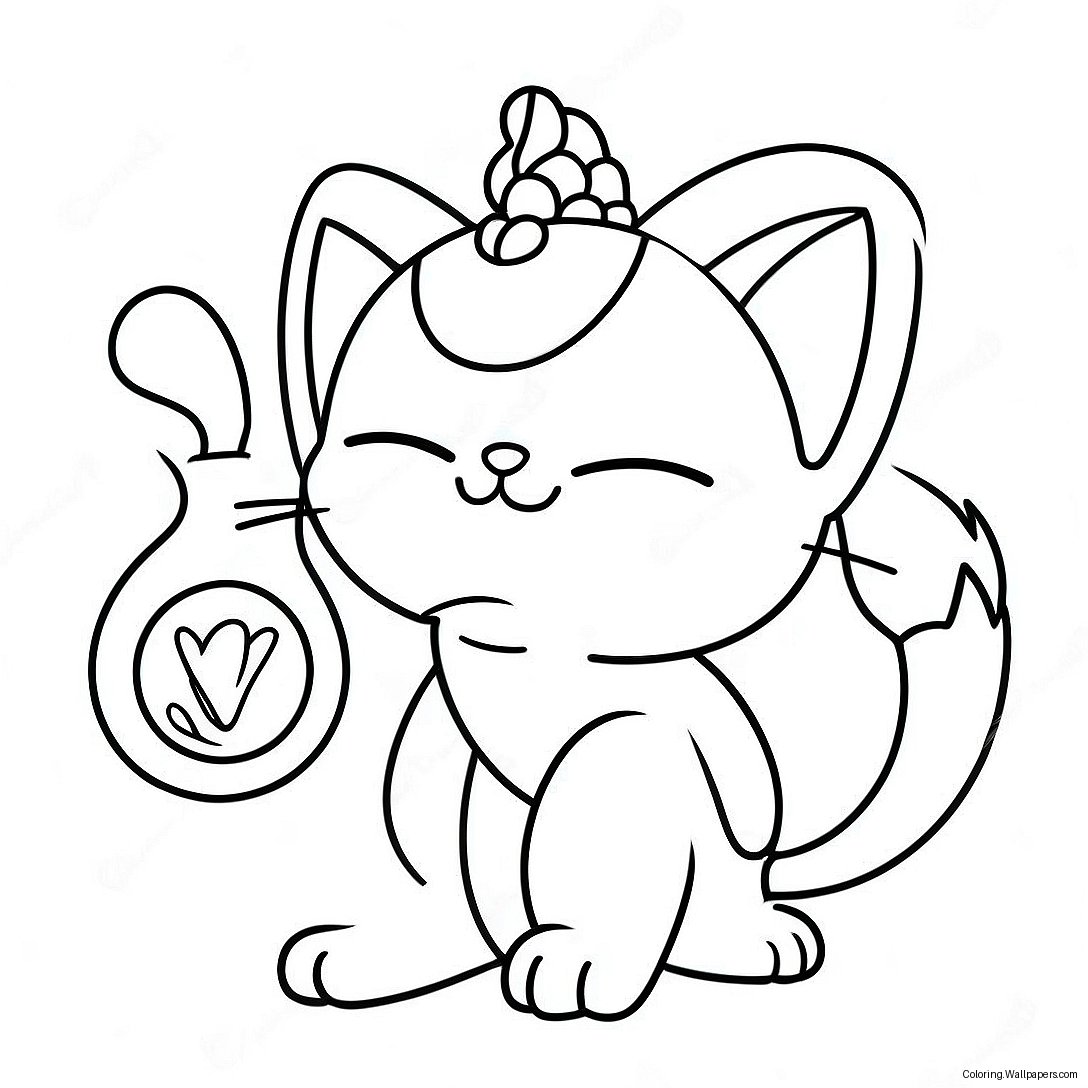 Página Para Colorear De Meowth Bonito Con Una Moneda 48535