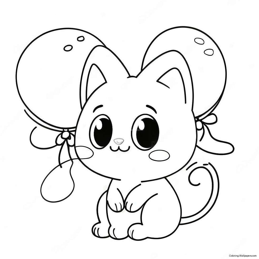 Página Para Colorir Do Mew Fofo Com Balões 3174