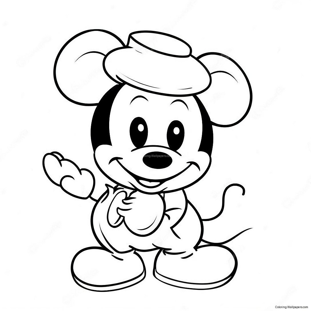 Cute Mickey Mouse Valentine's Day Coloring Page 13351