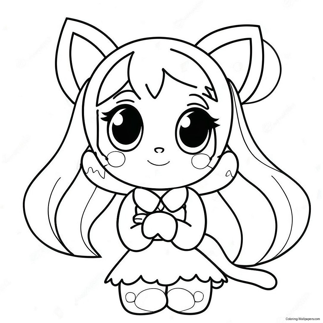 Cute Miku With Cat Ears Coloring Page 3483