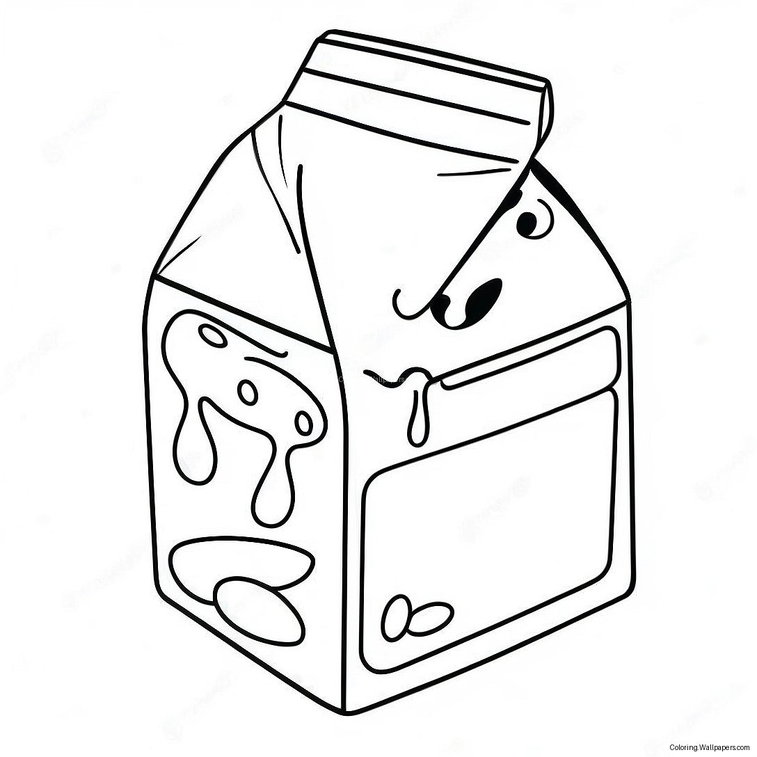 Cute Milk Carton With Smiley Face Coloring Page 23642