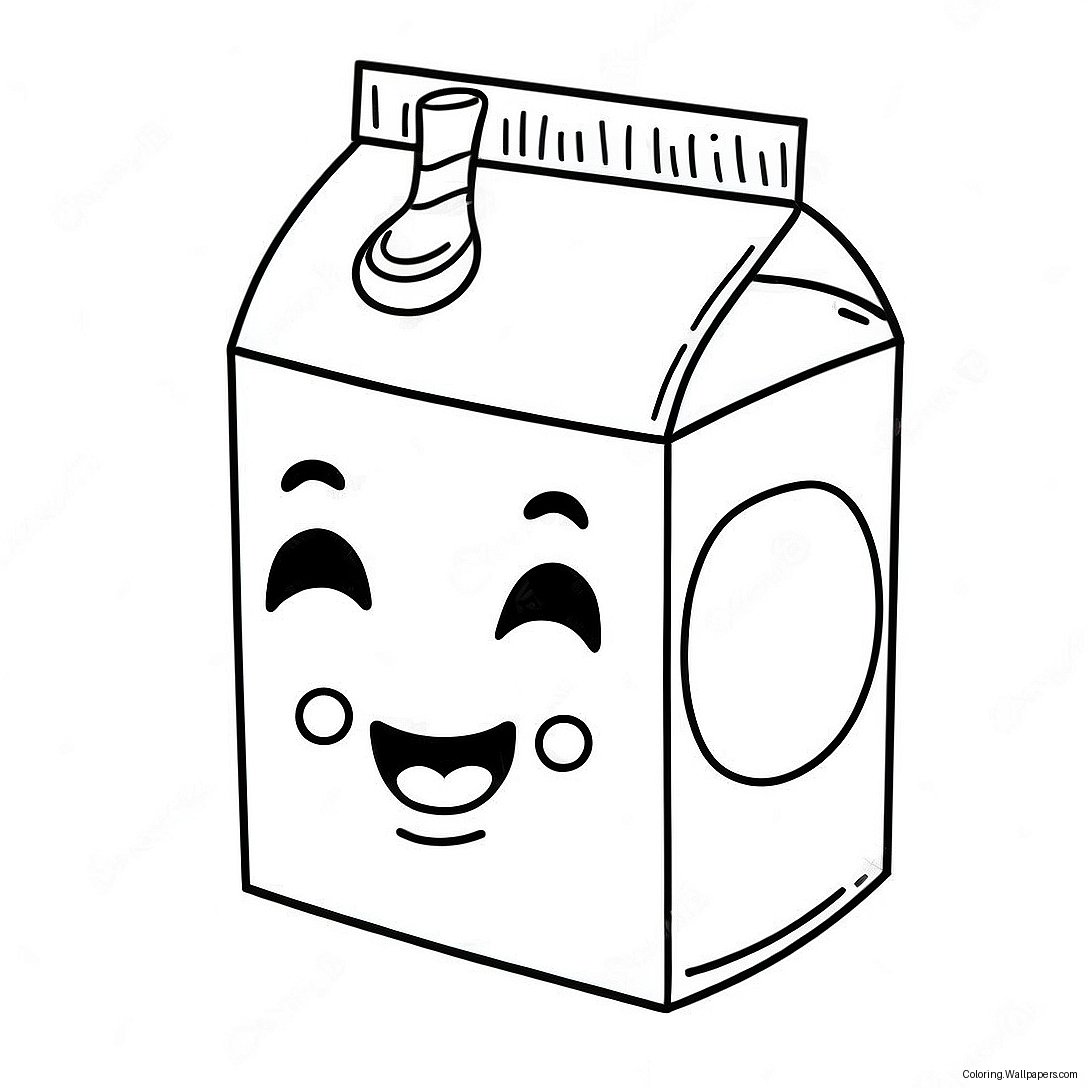 Cute Milk Carton With Smiling Face Coloring Page 46134