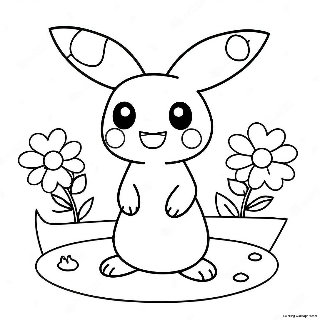 Niedliches Mimikyu Mit Blumen Ausmalbild 52298